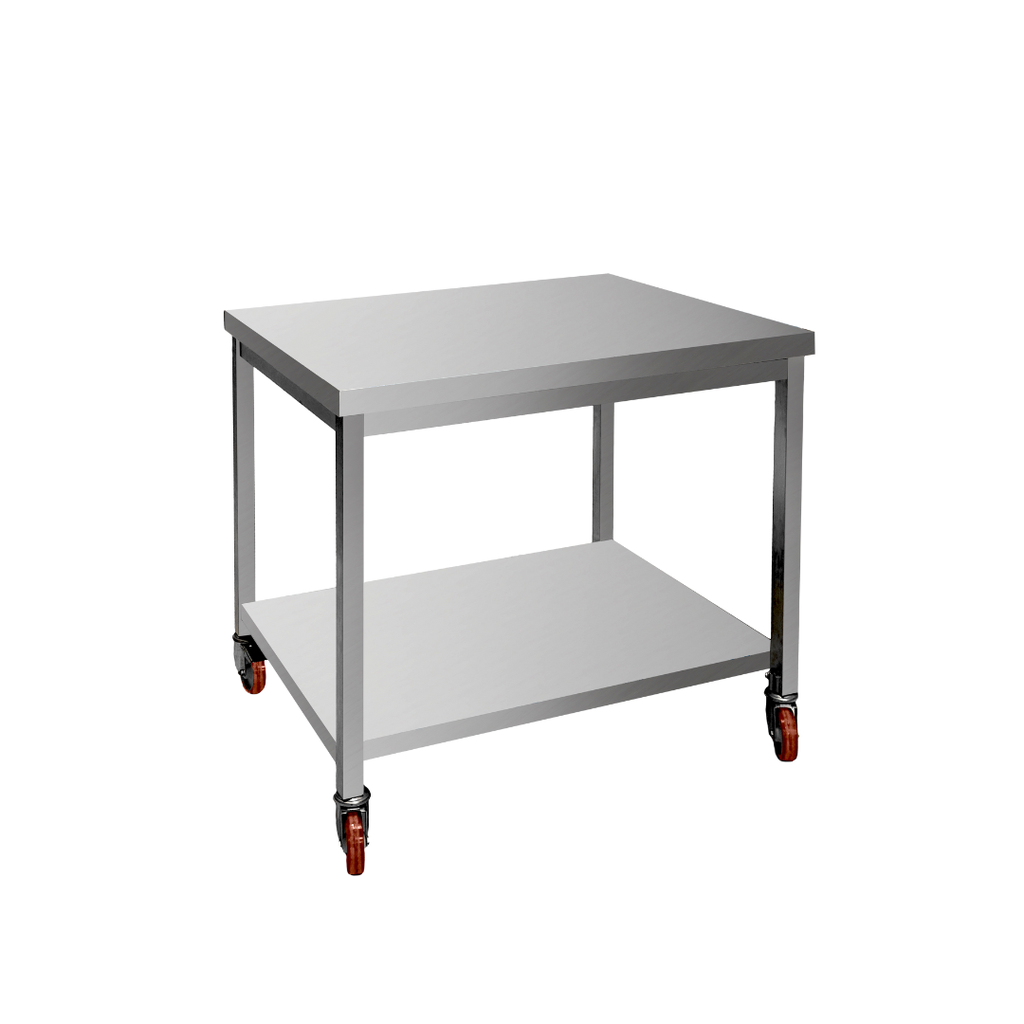 TABLE Inox avec 1 étagère + kit 4 roulettes pour hotte alimentaire 1000 et 1000 Mini