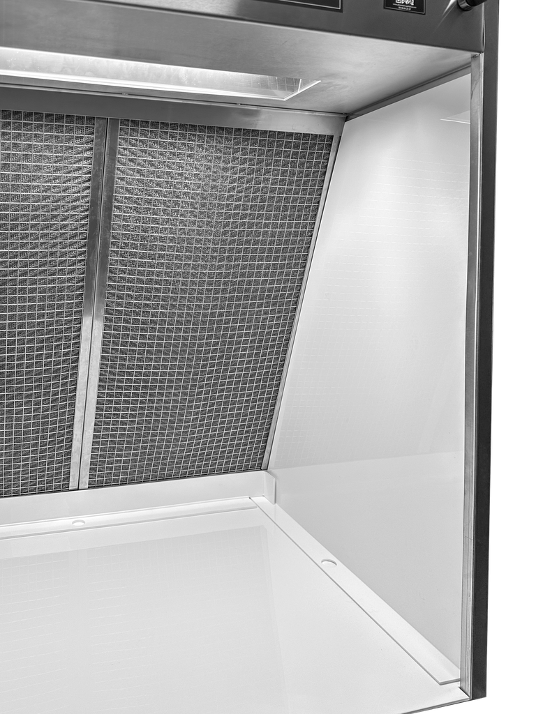 Lot de 4 plaques de protection pour Hotte 1500 DELUXE - Polystone blanc aux normes alimentaires - Lavable et résistant à 100° - Plaques encastrables : 2 plaques latérales + plateau + cornière de fond 