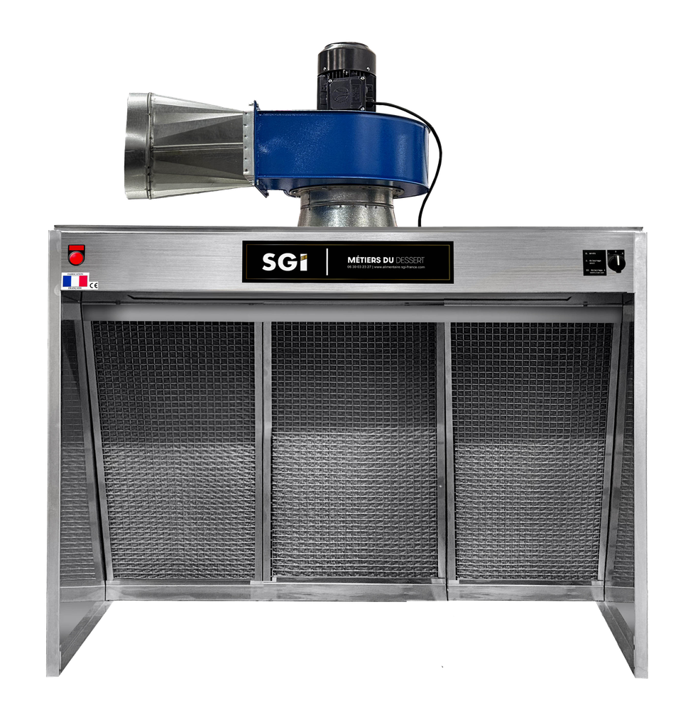 Hotte 1500 DELUXE alimentaire 1.5m - Double filtration - Cadres Tout Inox Nouvelle Génération - Triphasée