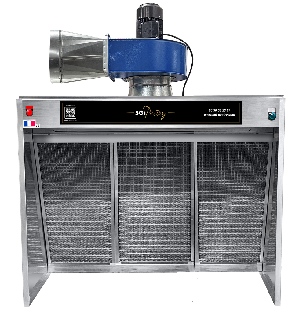 Hotte 1500 DELUXE alimentaire 1.5m - Double filtration - Cadres Tout Inox Nouvelle Génération - Triphasée