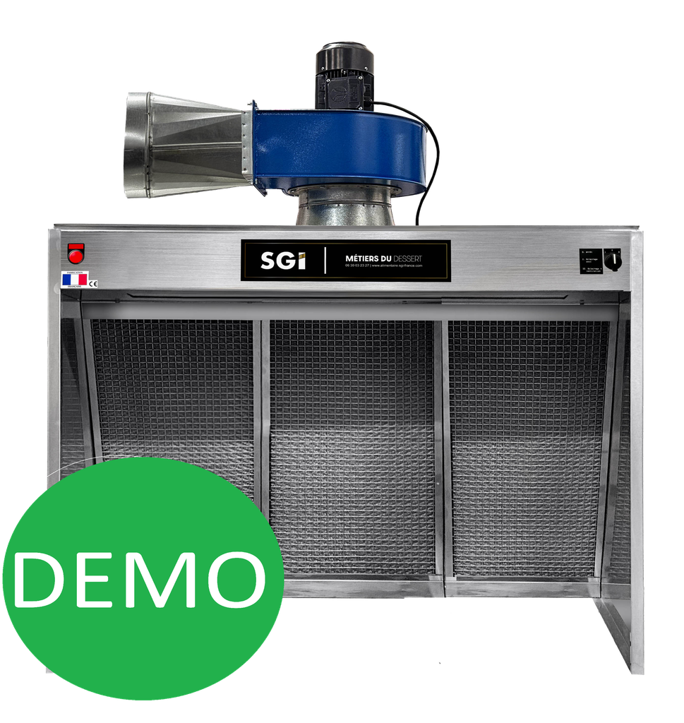 Hotte 1500 DELUXE alimentaire 1.5m - Double filtration - Cadres tout inox Nouvelle Génération - Triphasée - Démonstration incluse