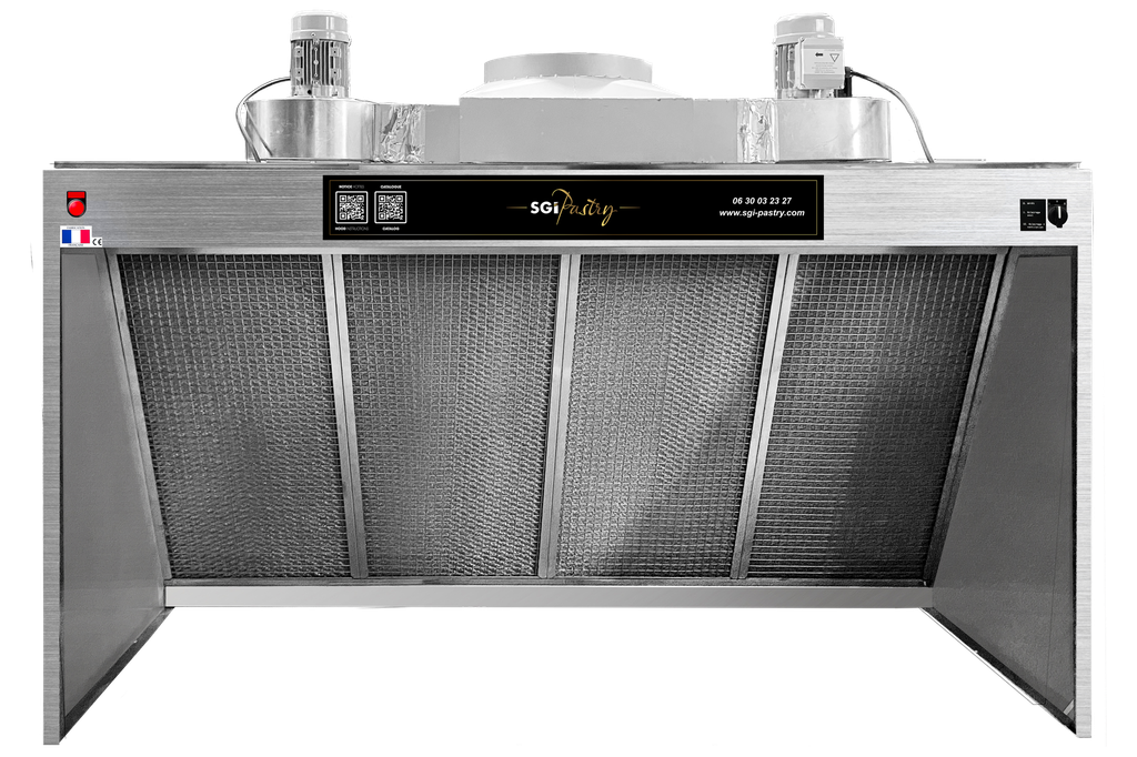 Hotte 2000 KINGSIZE alimentaire 2m - Double filtration - Cadres tout inox Nouvelle génération  