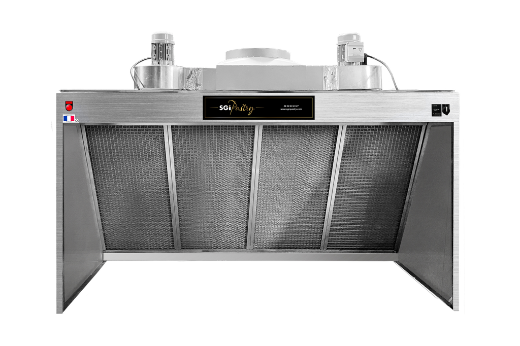 Hotte King Size alimentaire inox 2 m - Double filtration - Cadres tout inox Nouvelle génération  