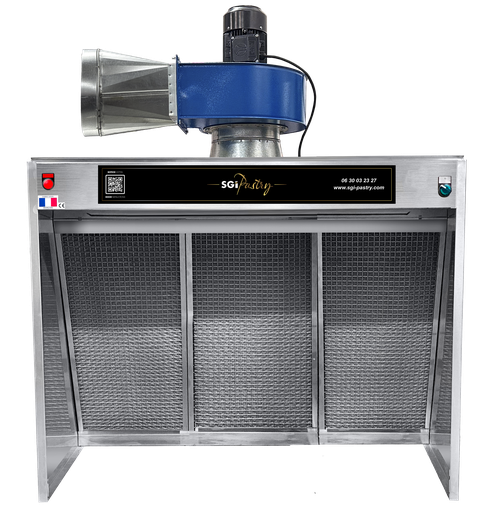 [HOT1500NG] Hotte 1500 DELUXE alimentaire 1.5m - Double filtration - Cadres Tout Inox Nouvelle Génération - Triphasée