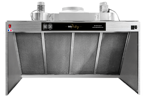 [HOT2000NG] Hotte 2000 KINGSIZE alimentaire 2m - Double filtration - Cadres tout inox Nouvelle génération  