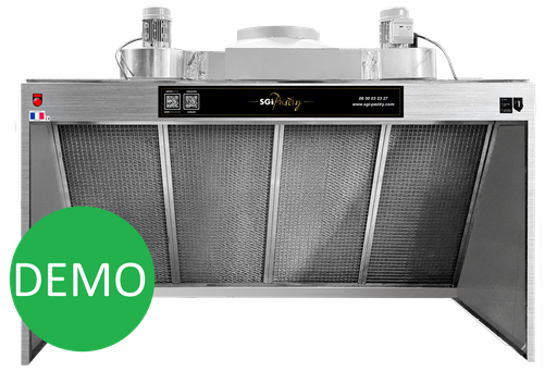 [HOT2000DEMONG] Hotte 2000 KINGSIZE alimentaire 2m - Double filtration - Cadres tout inox nouvelle génération - Démonstration incluse   